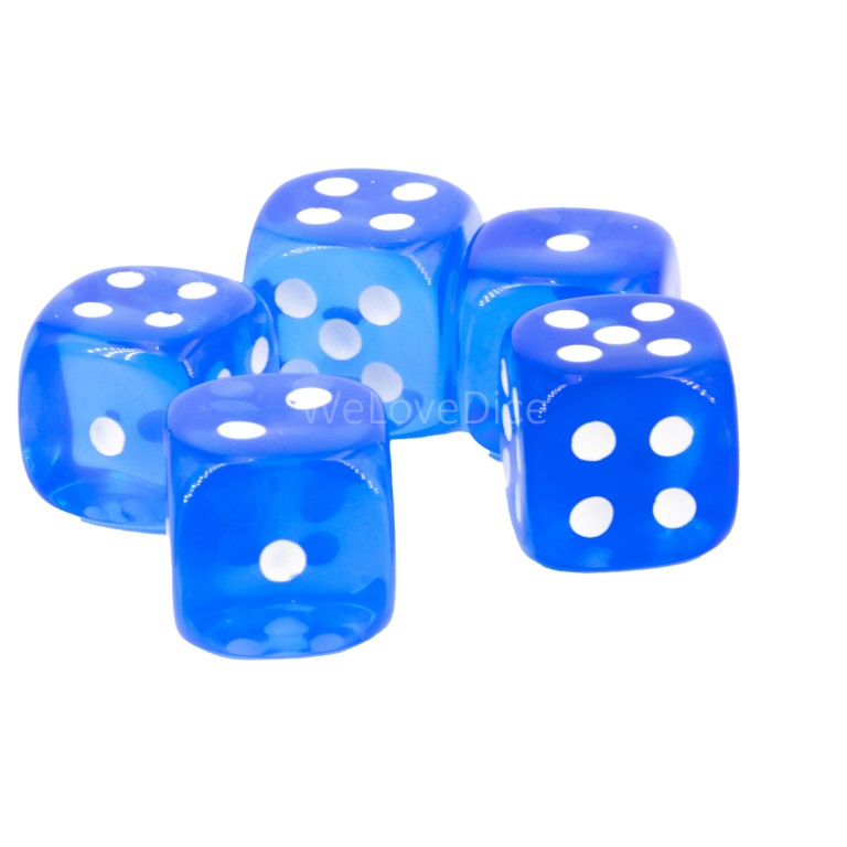 16mm Würfel in wolkenblau / weiß Transparent