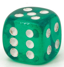 25mm Würfel in grün / weiß Transparent
