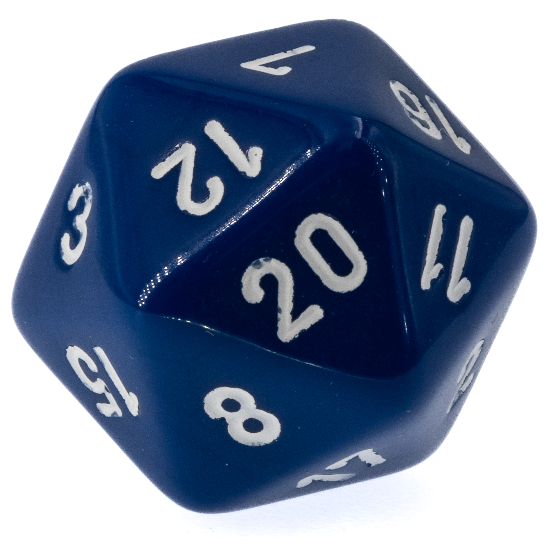 W20 Würfel in dunkelblau / weiß Satt