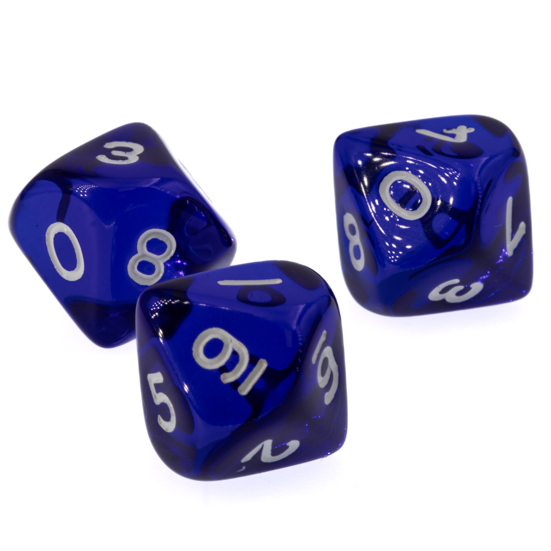 W10 Würfel in dunkelblau / weiß Transparent