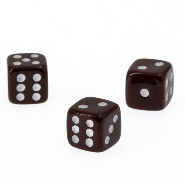 7mm Würfel in braun / weiß Satt