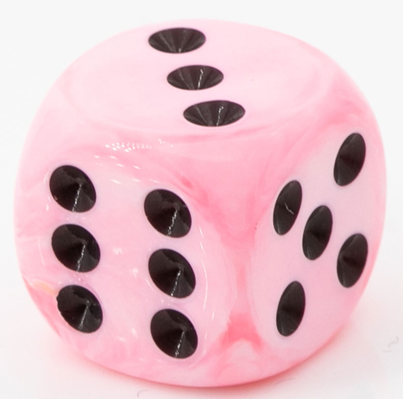 30mm Würfel in ice cream pink / schwarz Marmor