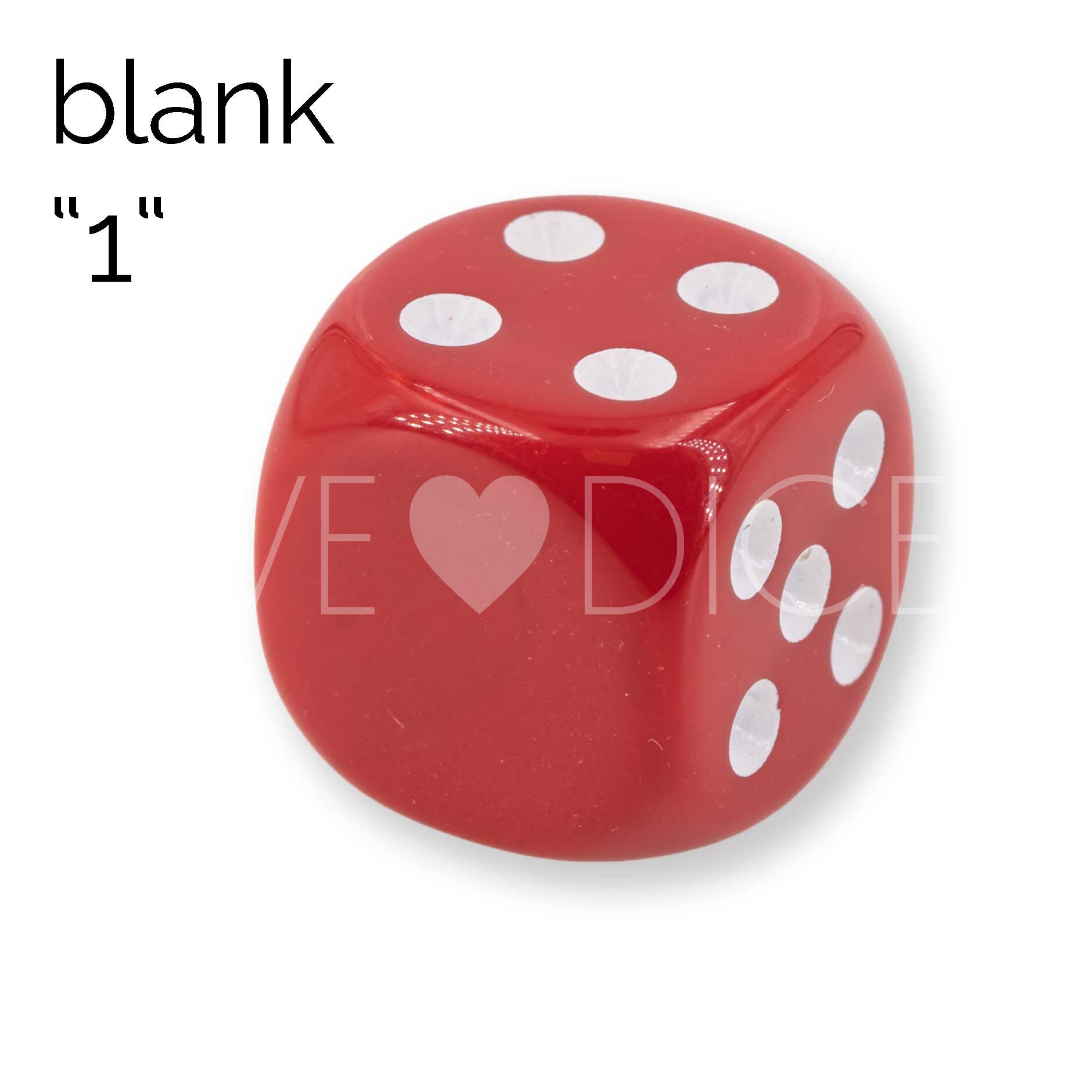 16mm Würfel in rot / weiß Satt ohne "1"