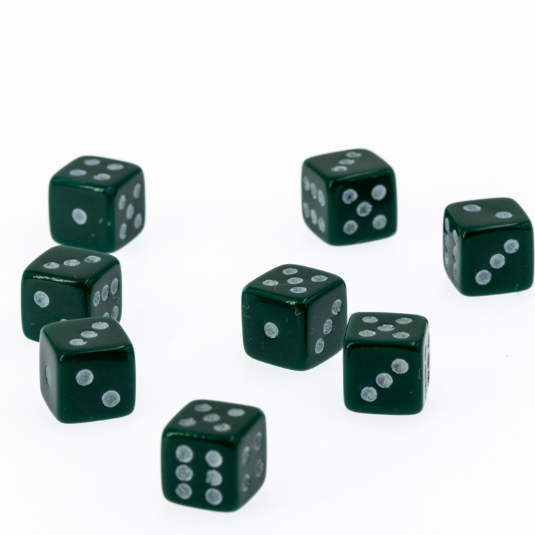 5mm Würfel in dunkelgrün / weiß Satt