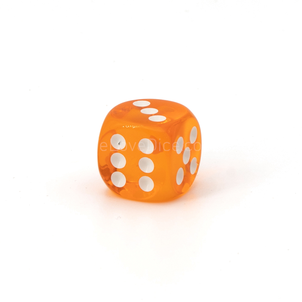 10mm Würfel in orange / weiß Transparent