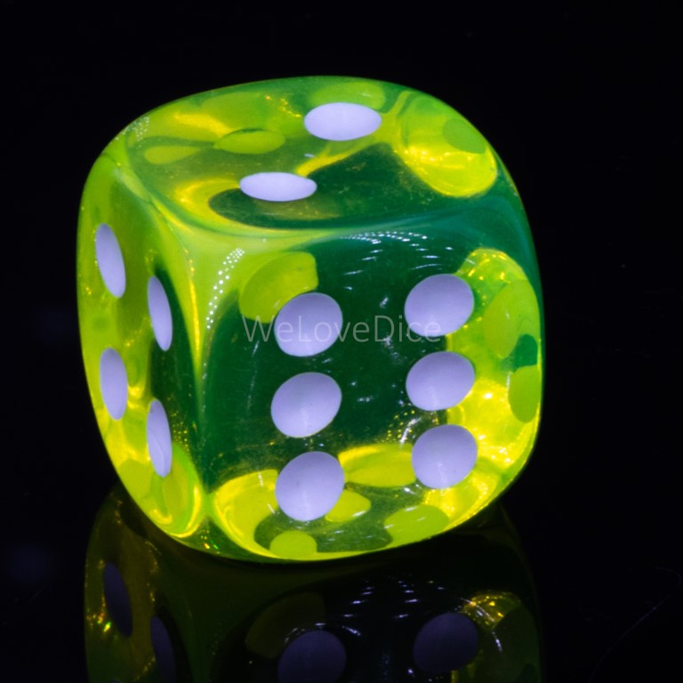 12mm Würfel in neon gelb / weiß Transparent