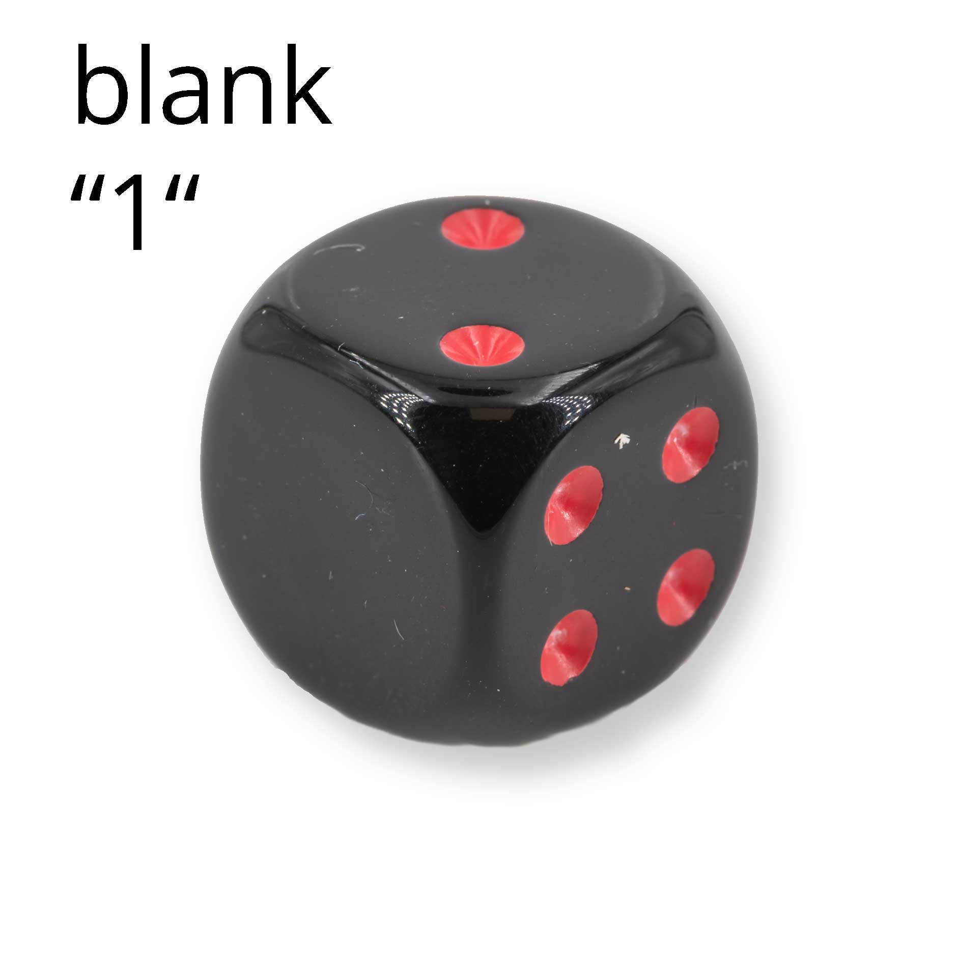 16mm Würfel in schwarz / rot Satt ohne "1"