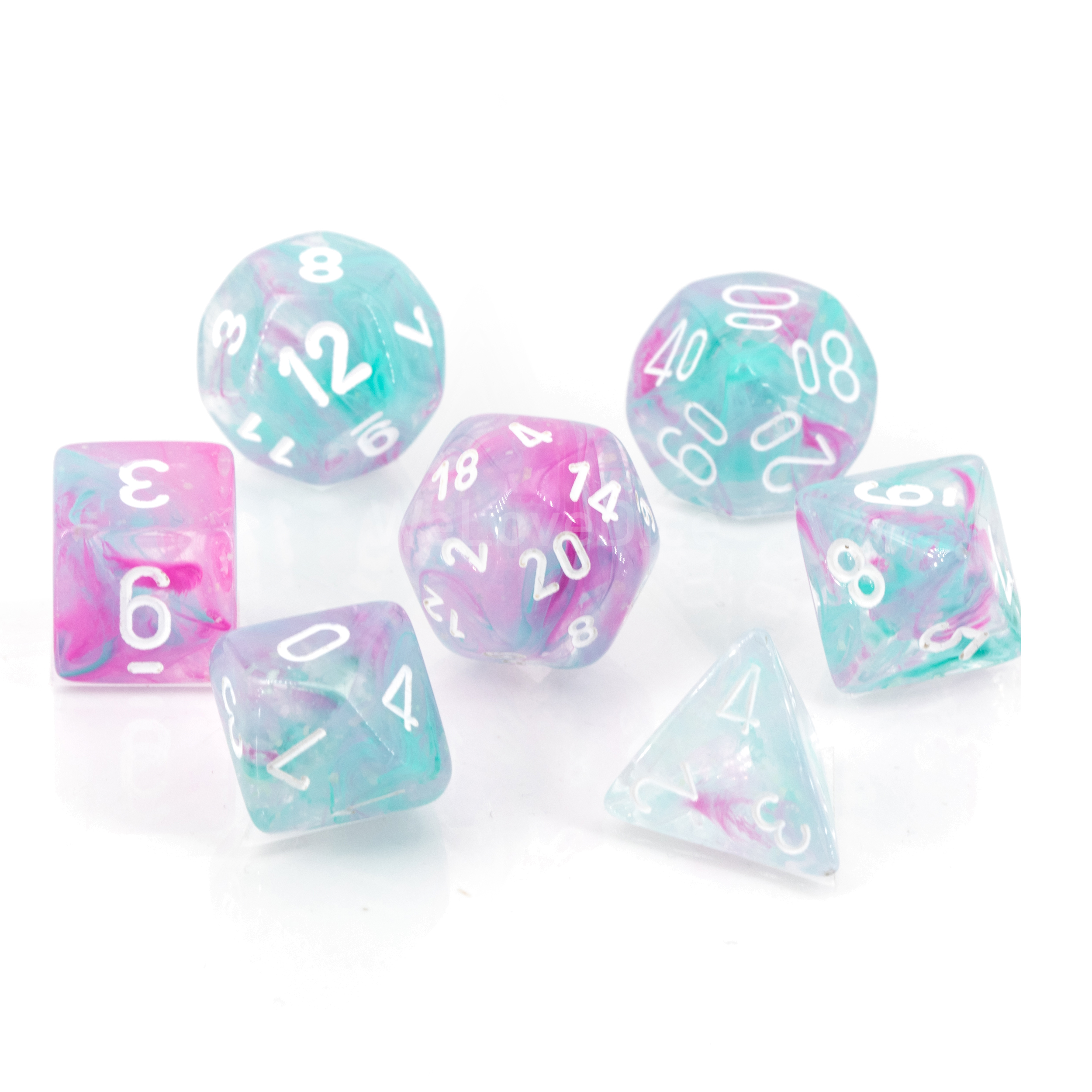 Nebula® Polyhedral Wisteria / weiß 7-Würfel Set