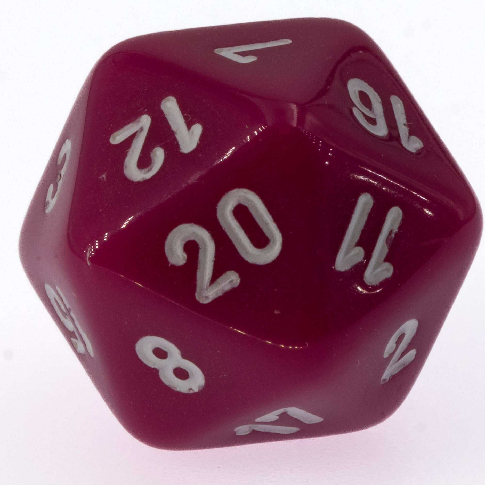 W20 Würfel in rosa / weiß Satt