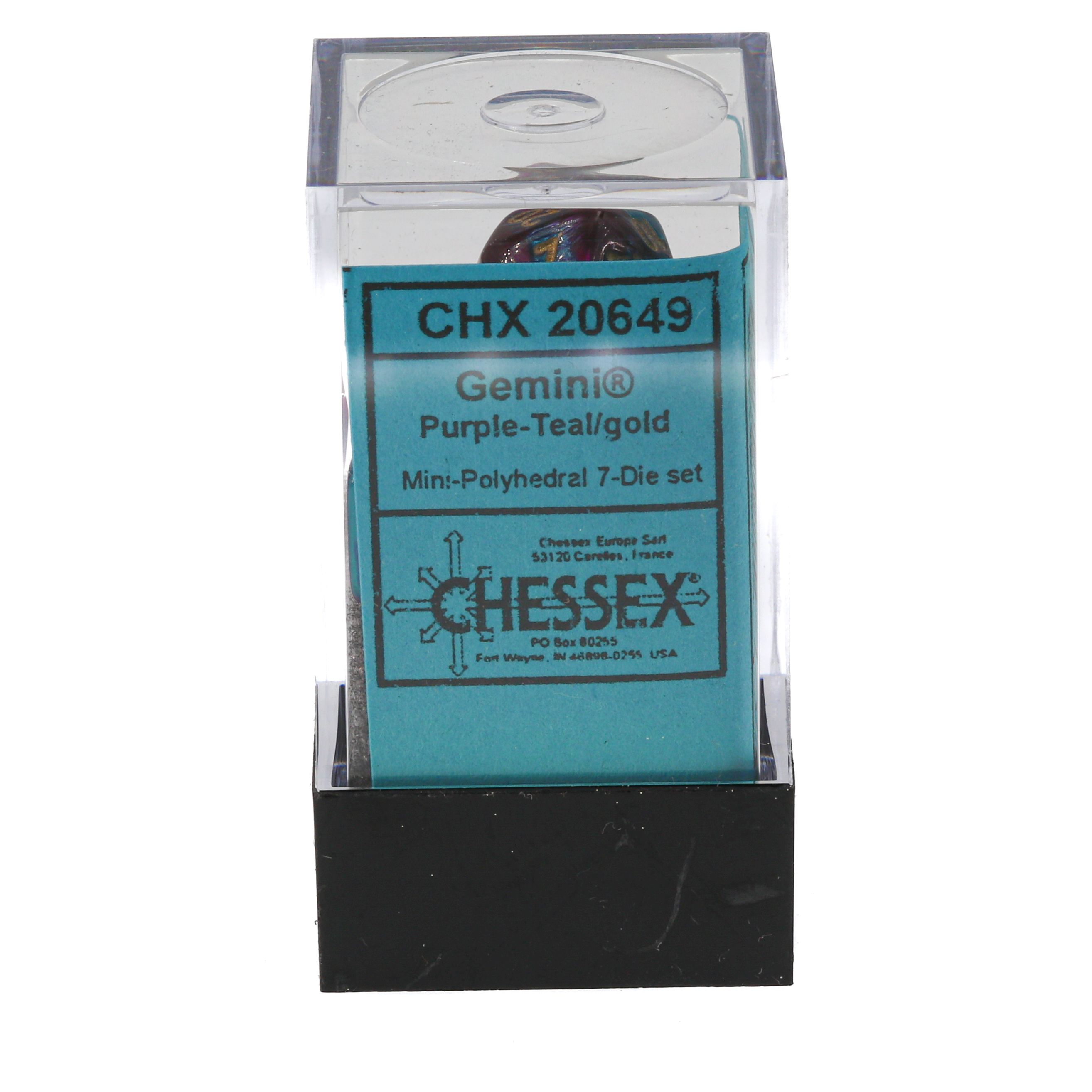 Mini-hedral Gemini® Polyhedral Lila-Blaugrün / gold 7-Würfel Set