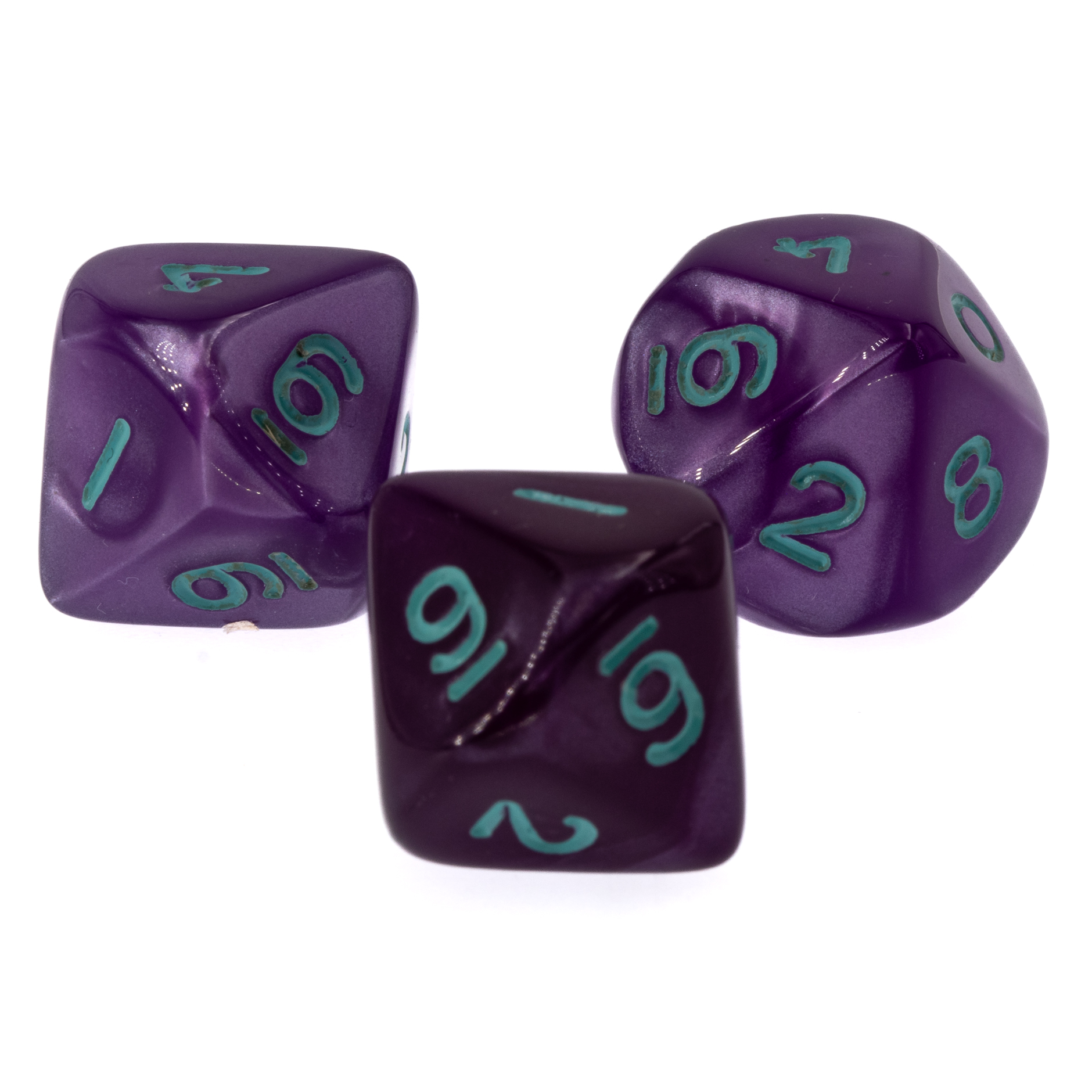 W10 Würfel in dunkeles lila / türkis Seide