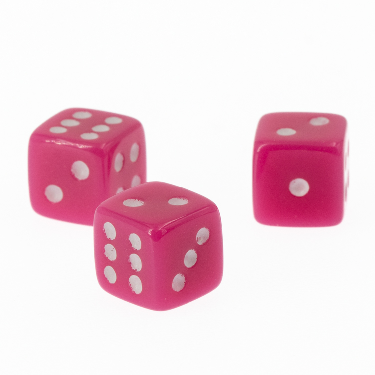 8mm Würfel in rosa / weiß Satt