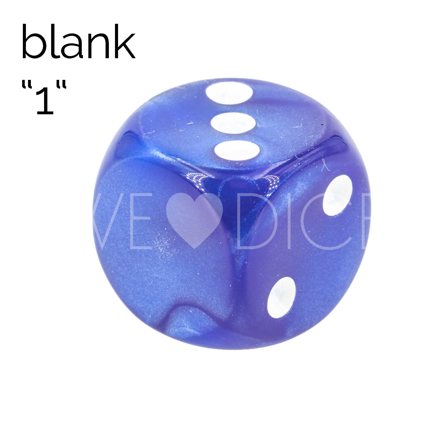 16mm Würfel in blau / weiss Seide ohne "1"