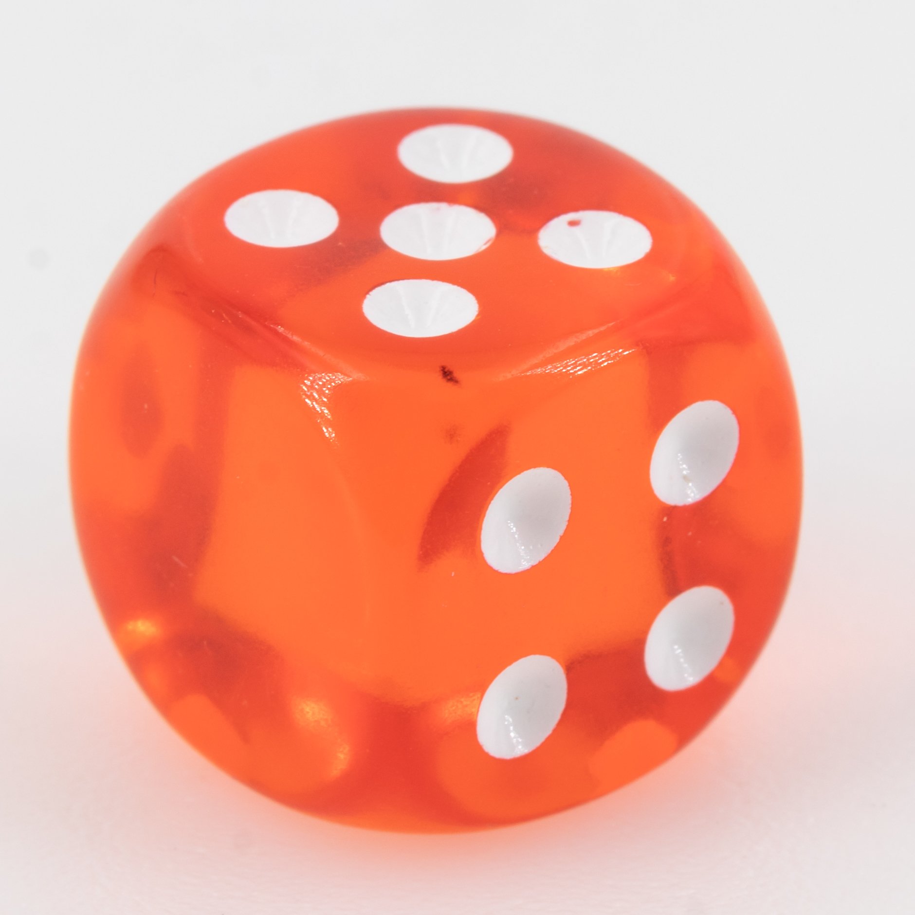 16mm Würfel in orange / weiß Transparent ohne "6"