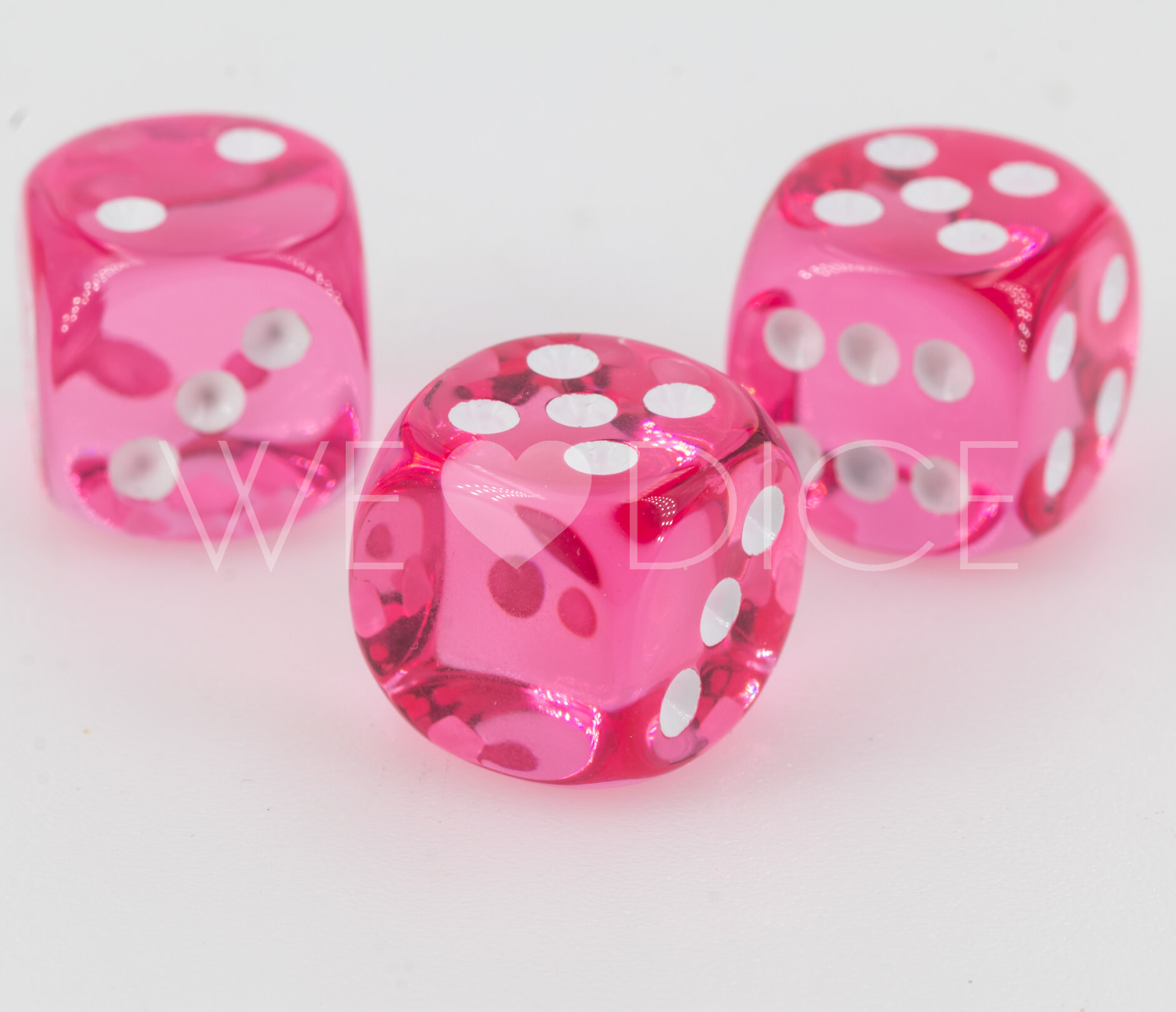 16mm Würfel in rosa / weiß Transparent ohne "1"