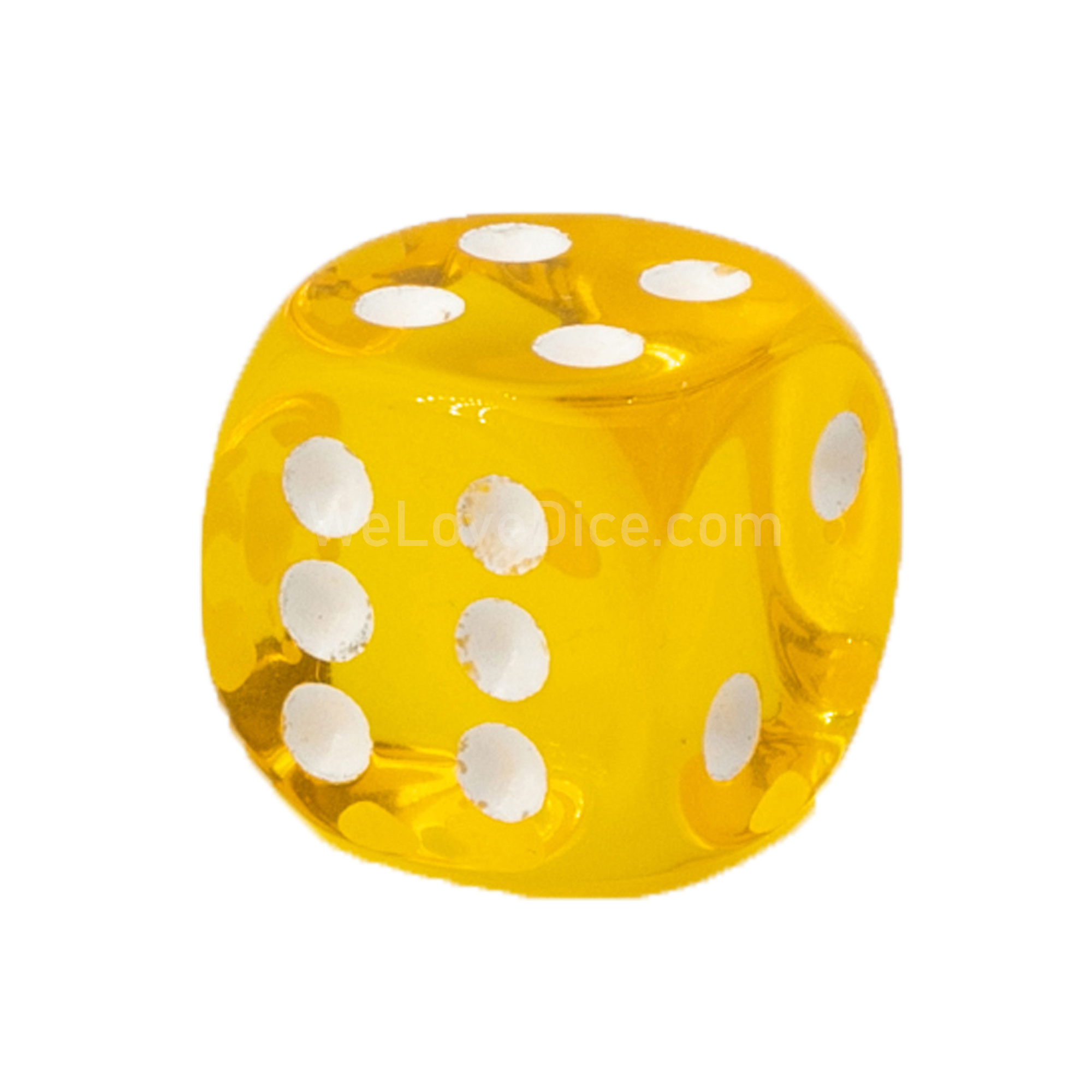 18mm Würfel in gelb transparent / weiß Transparent