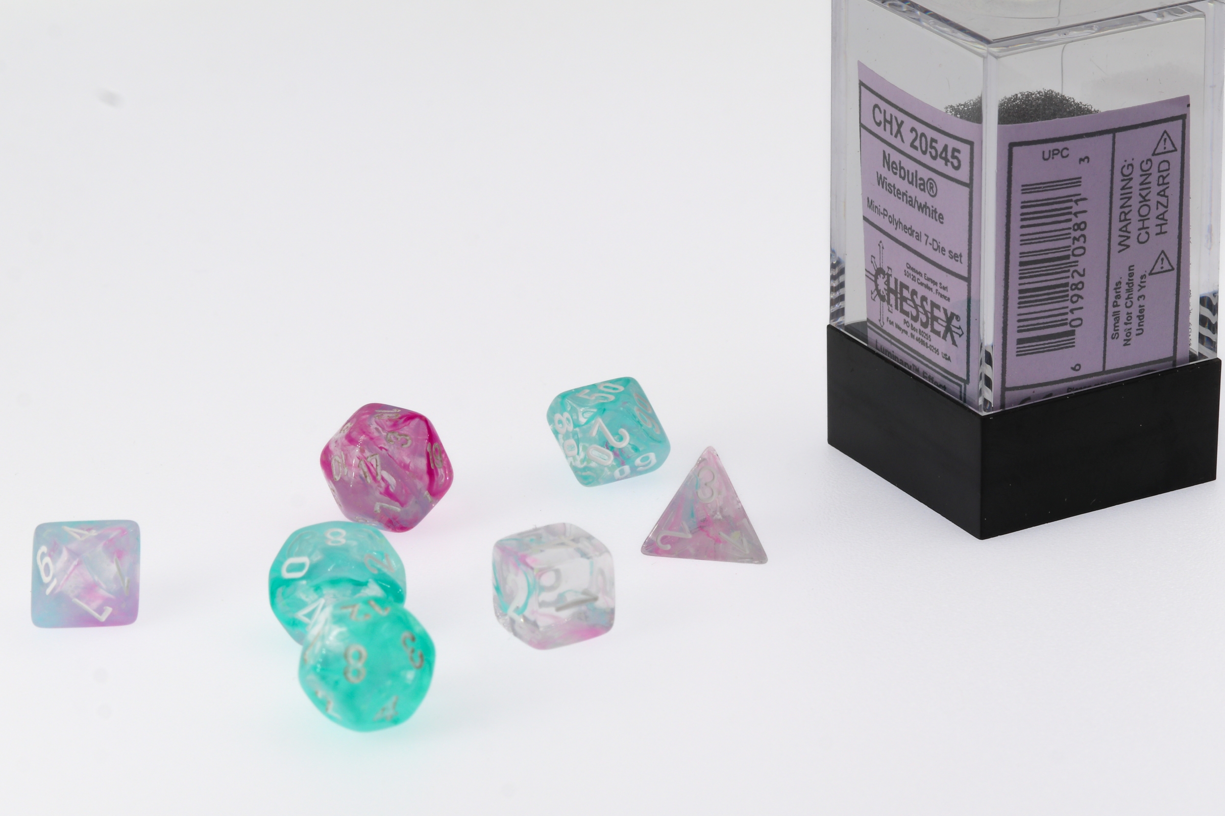 Mini-hedral Nebula® Polyhedral Wisteria / weiß 7-Würfel Set