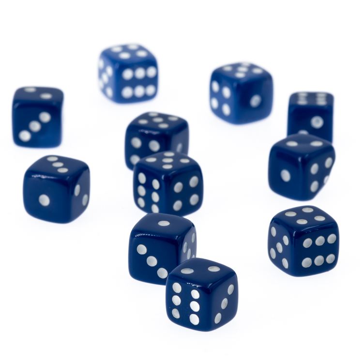 5mm Würfel in dunkelblau / weiß Satt