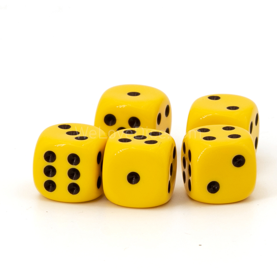 12mm Würfel in gelb / schwarz Satt