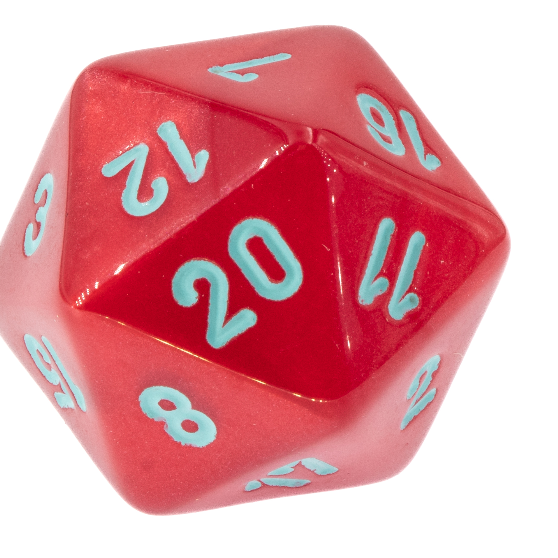 W20 Würfel in rot  Seide