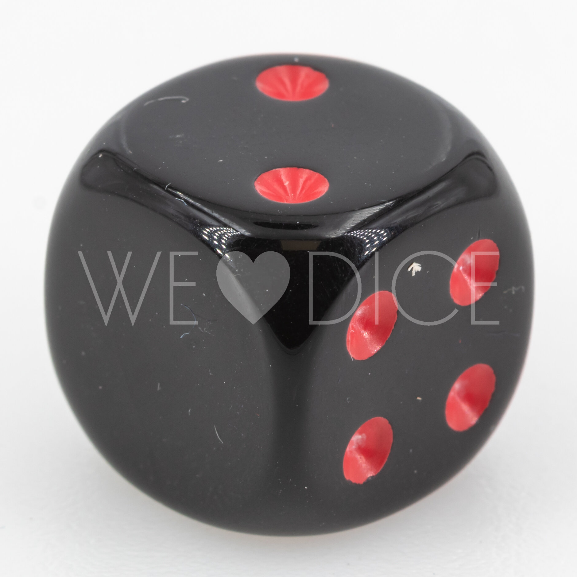 16mm Würfel in schwarz / rot Satt ohne "1"