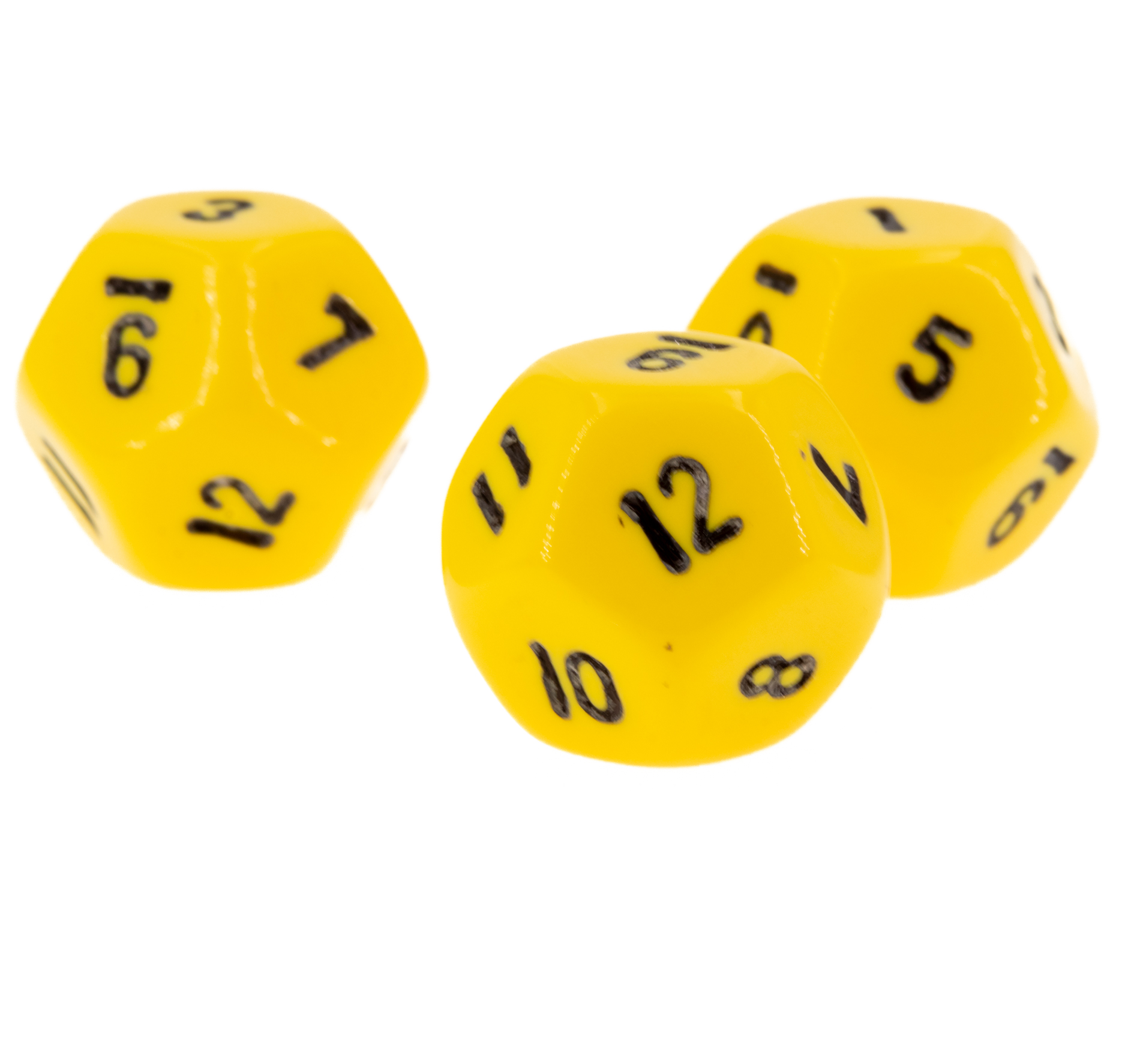 W12 Würfel in gelb / schwarz Satt