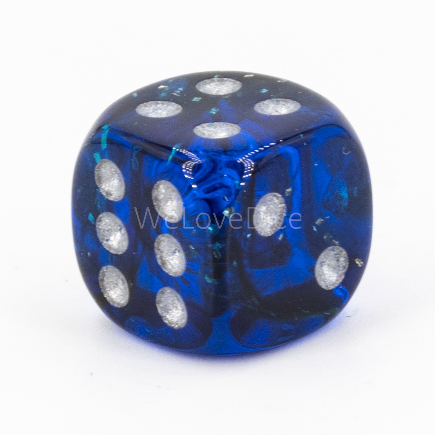 12mm Würfel in glitter blau / silber Marmor