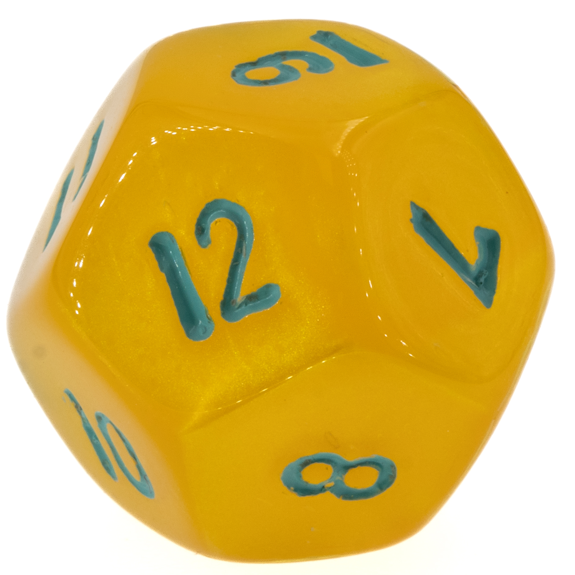 W12 Würfel in gelb / türkis Seide