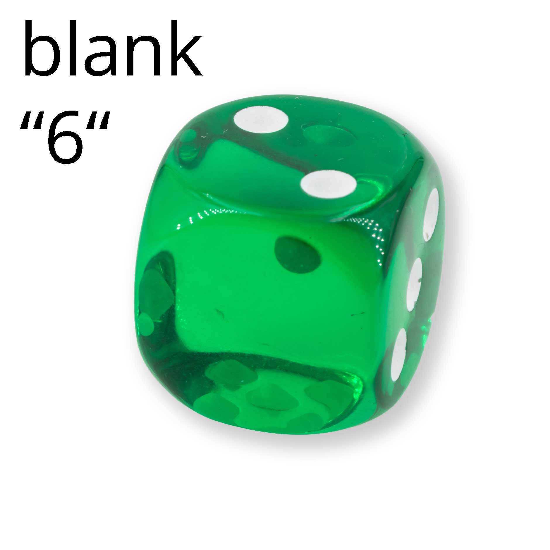 16mm Würfel in Grün / weiß Transparent ohne "6"