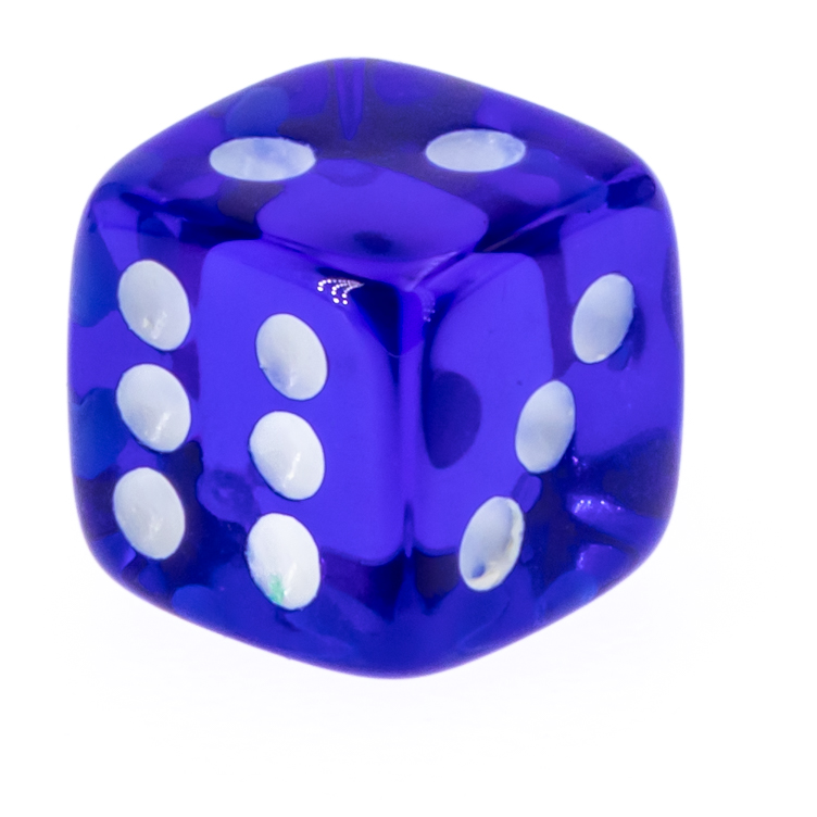 7mm Würfel in dunkelblau / weiß Transparent