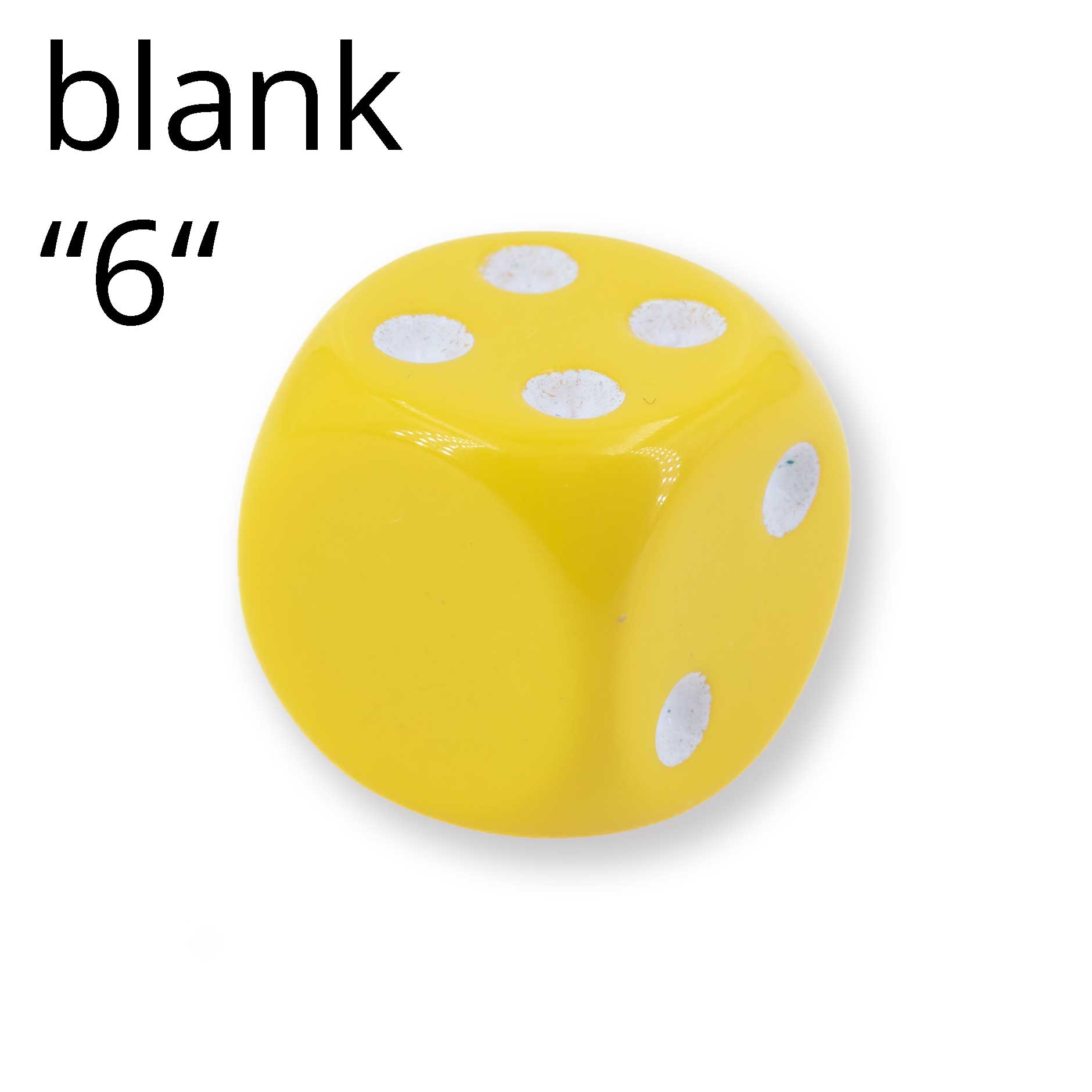 16mm Würfel in gelb / weiß Satt ohne "6"