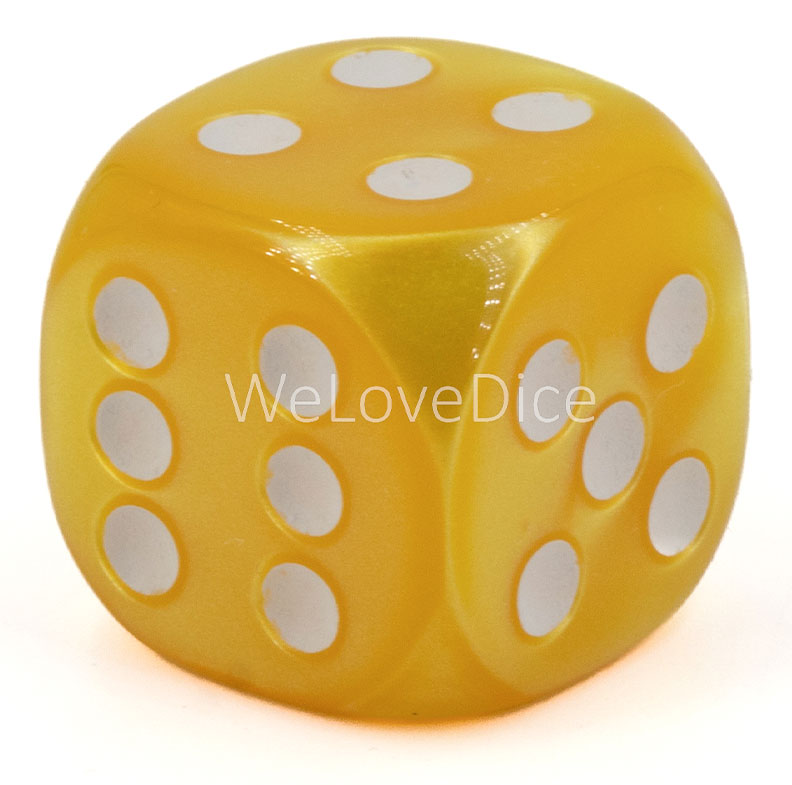 25mm Würfel in goldgelb / weiß Seide