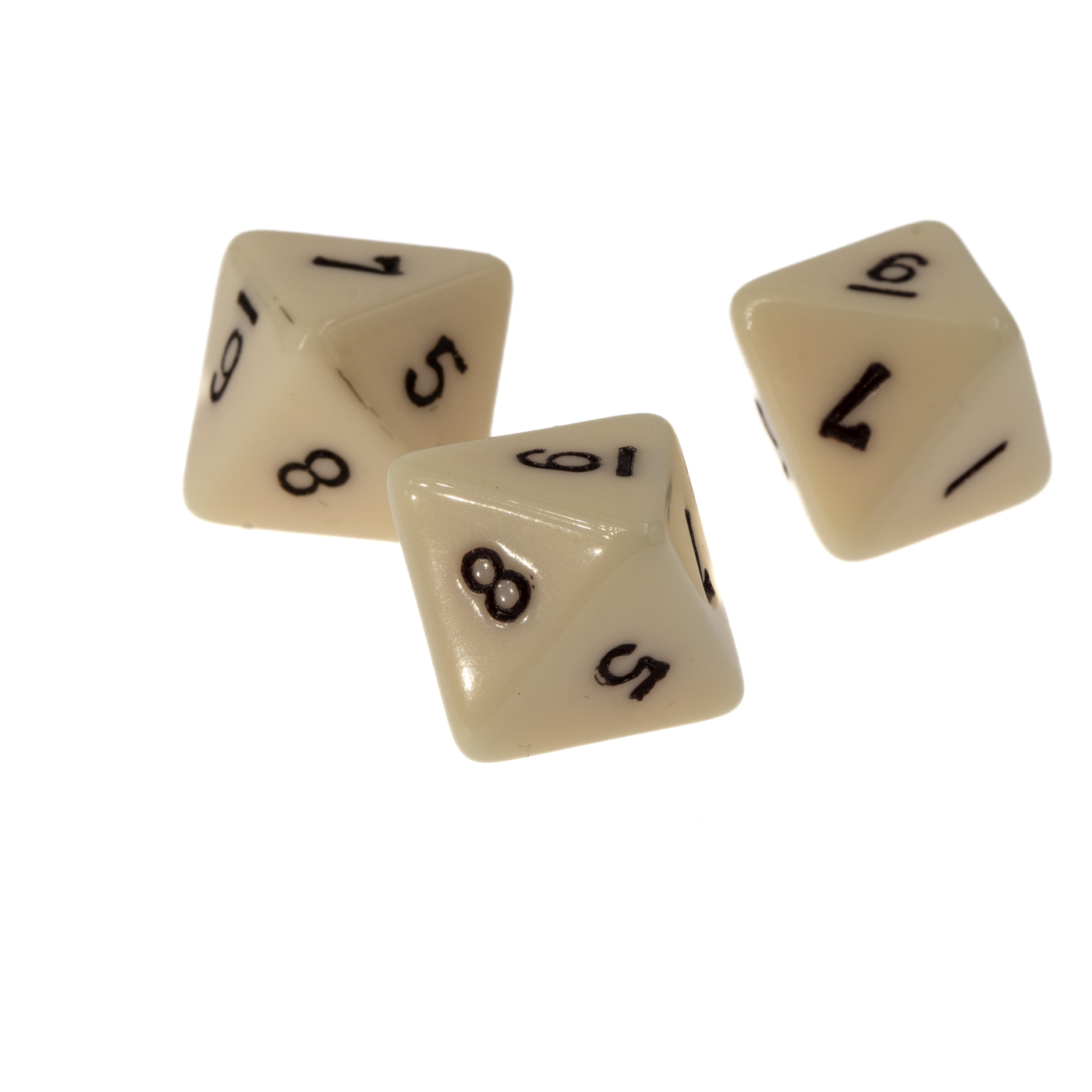 W8 dice in elfenbein / schwarz Satt