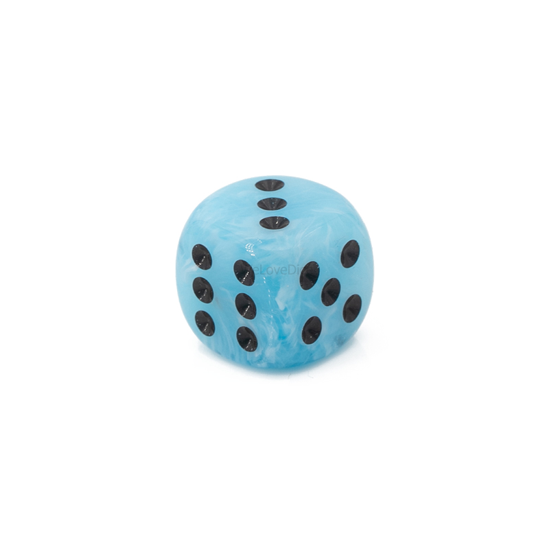 10mm Würfel in himmelblau / schwarz Marmor