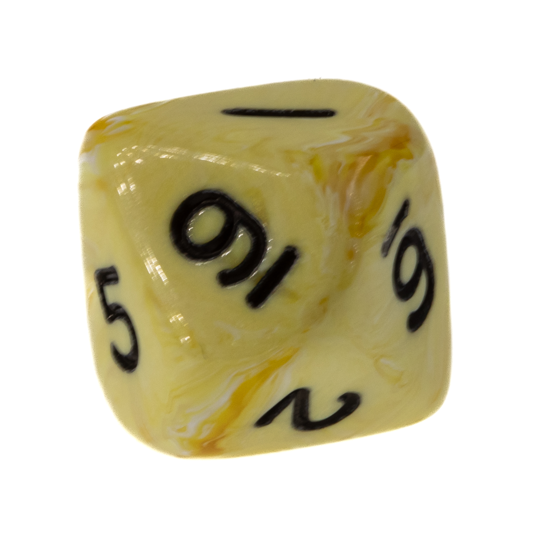 W10 Würfel in neon gelb / schwarz Marmor