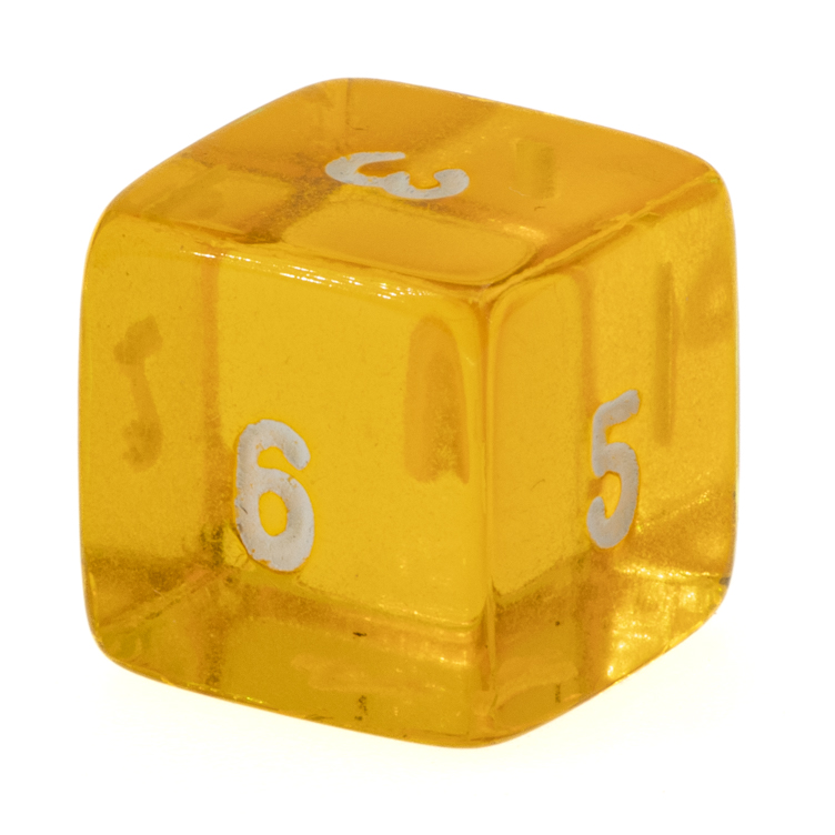 W6 Würfel in gelb transparent / weiß Transparent
