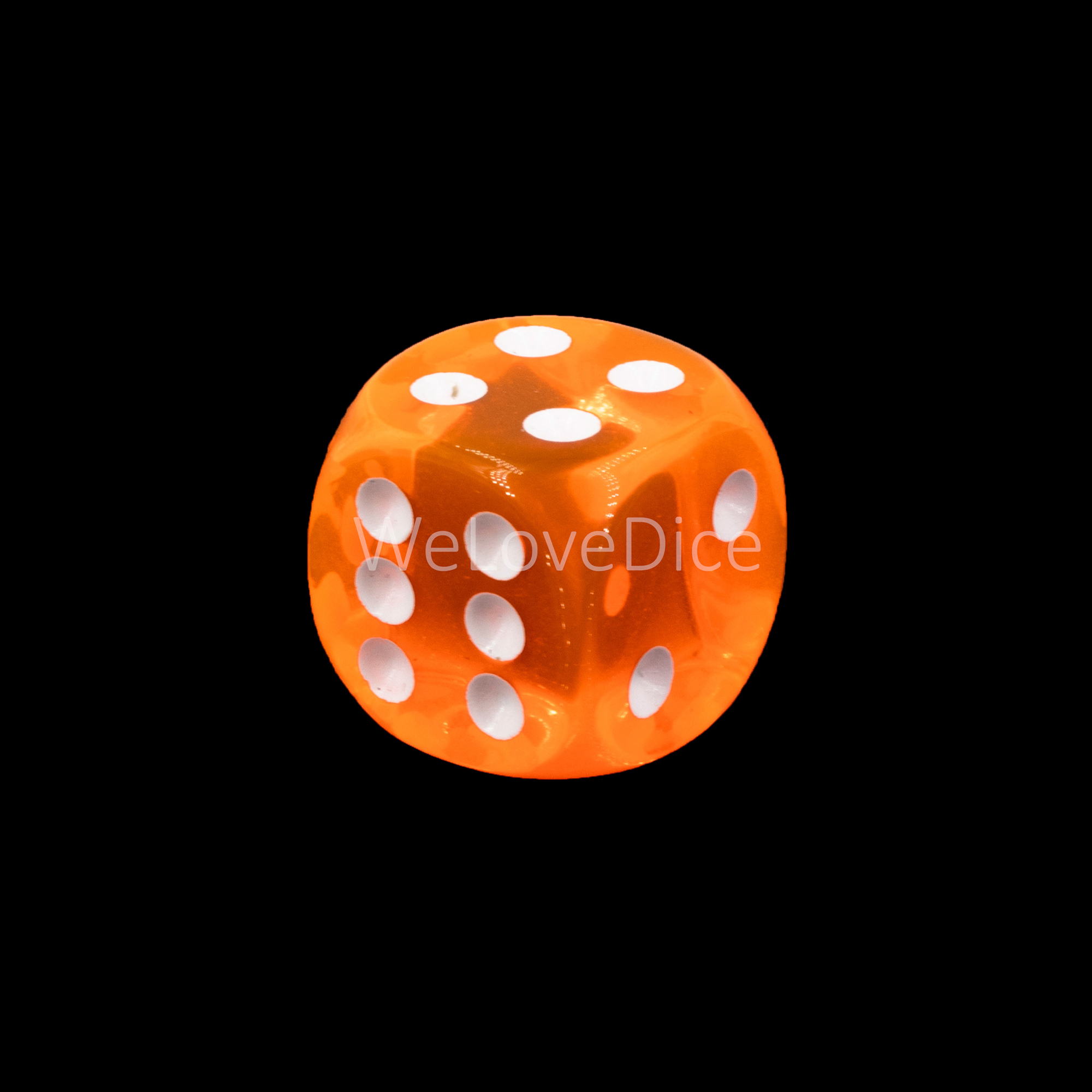 12mm Würfel in neon orange / weiß Transparent