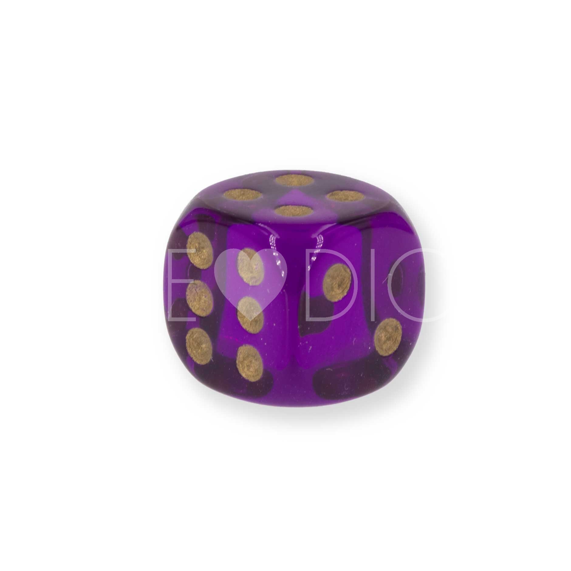 12mm Würfel in lila / gold Transparent