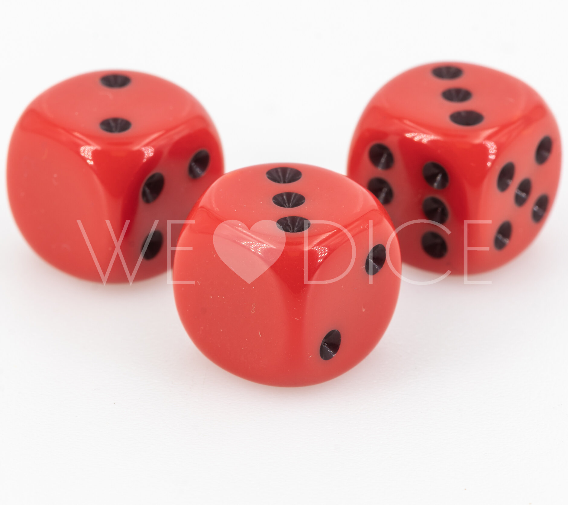 16mm Würfel in rot / schwarz Satt ohne "1"