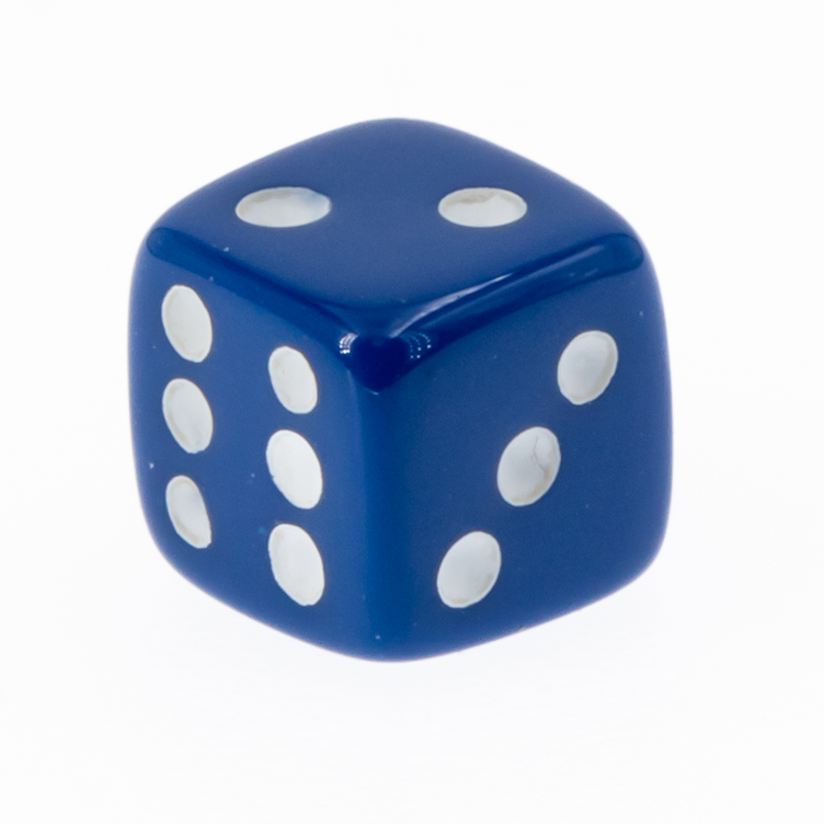 7mm Würfel in dunkelblau / weiß Satt