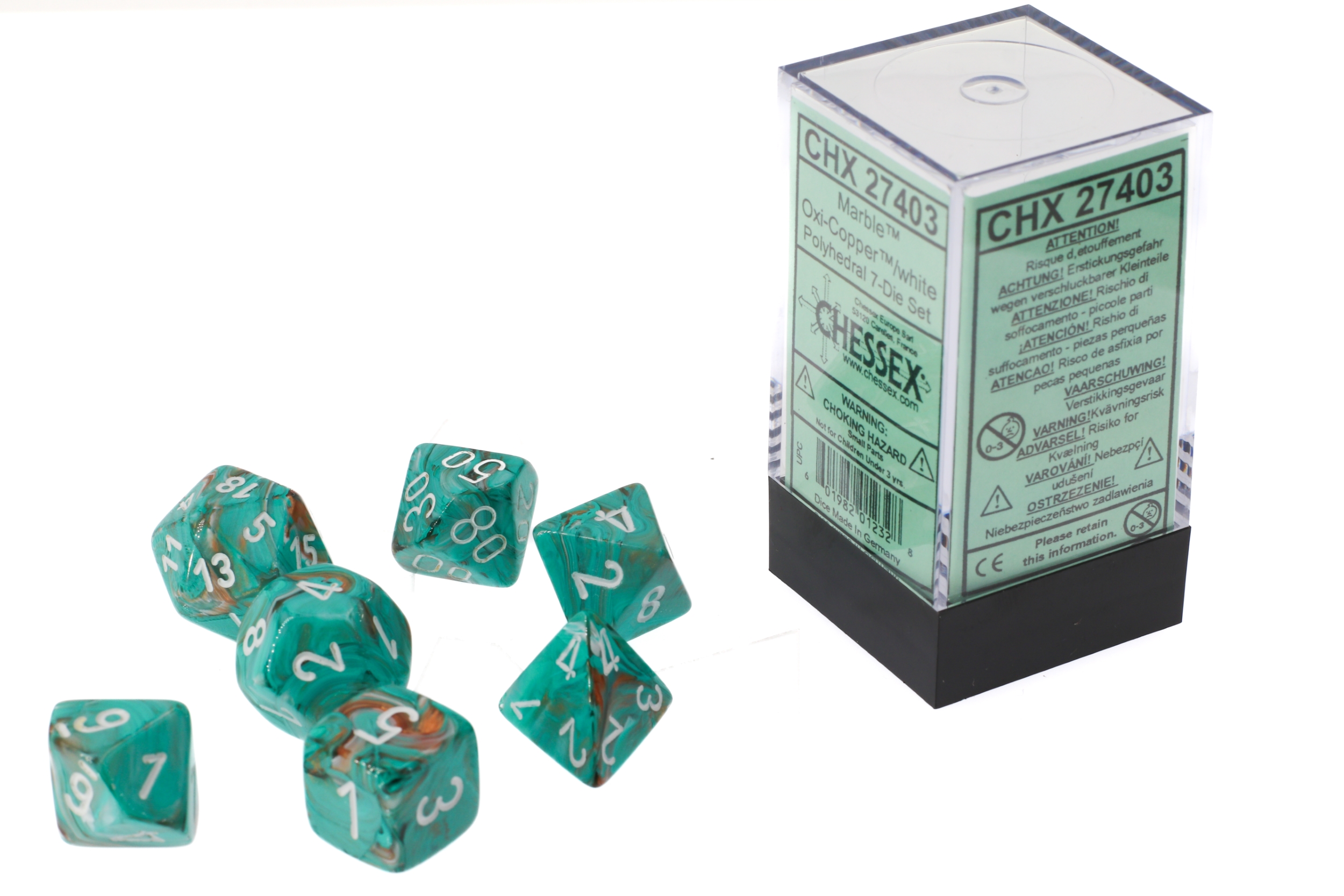 Borealis® Polyhedral Hellgrün / Gold 7-Würfel Set