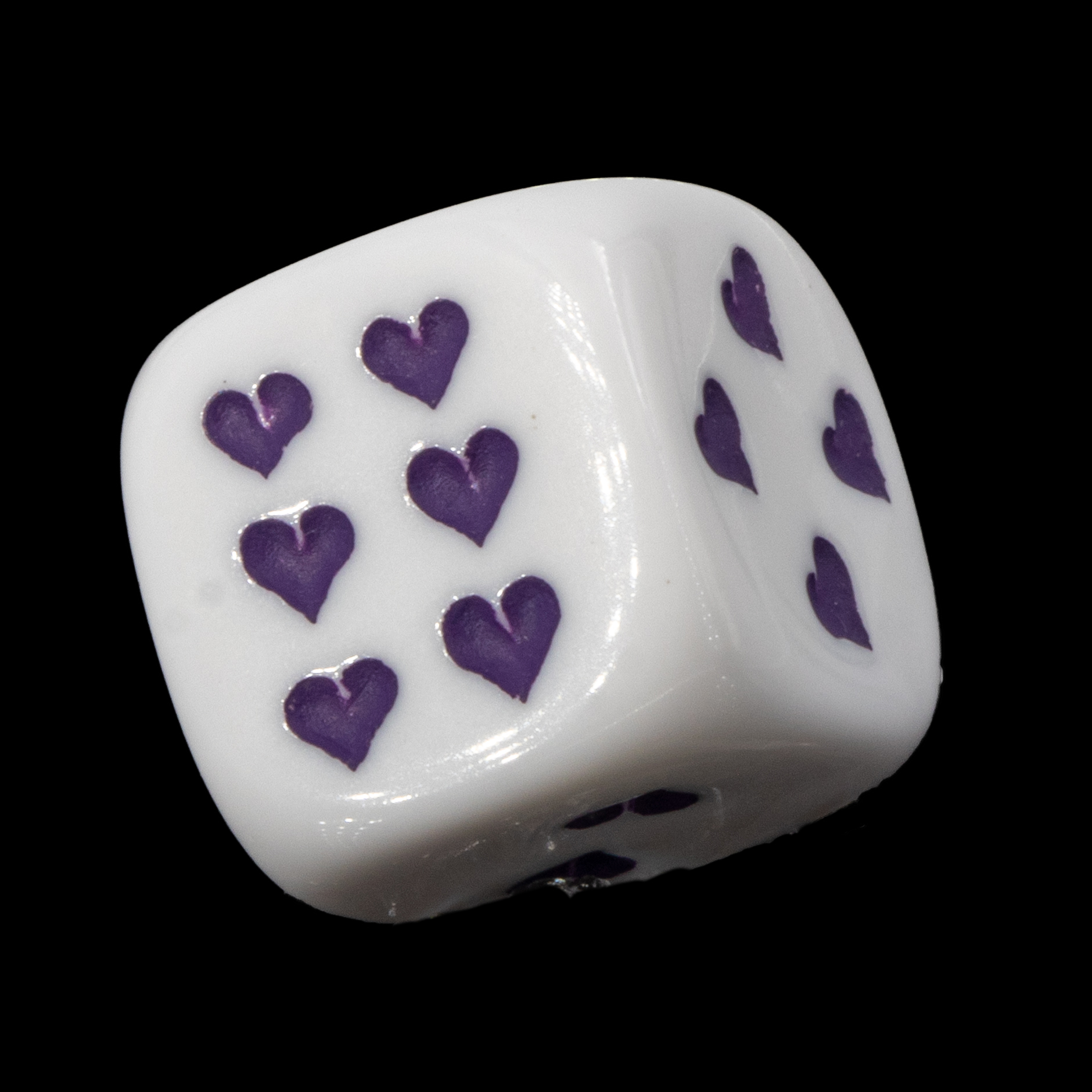 Herz Würfel in weiss / lila Satt