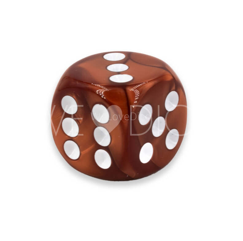 16mm Würfel in kupfer braun / weiß Seide