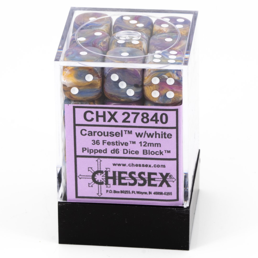 Festive® Carousel / weiß 12mm W6 Würfel Set (36 Würfel)