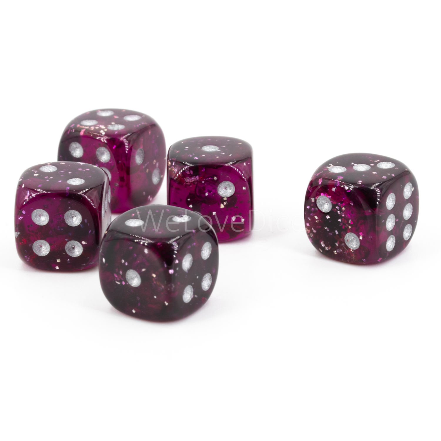 12mm Würfel in glitter purple / silber Marmor