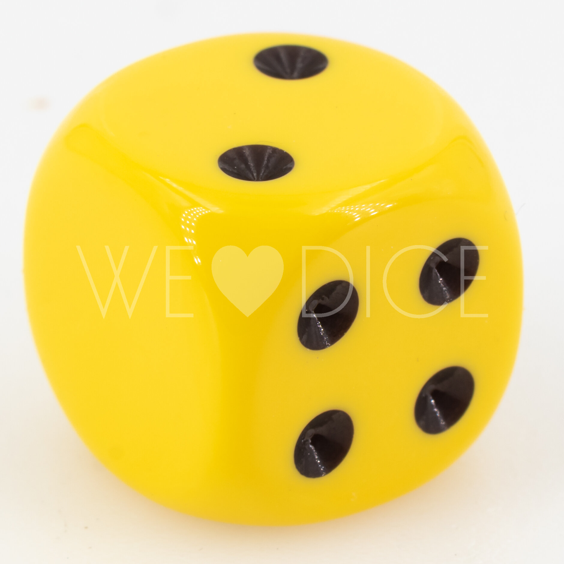 16mm Würfel in gelb / schwarz Satt ohne "1"