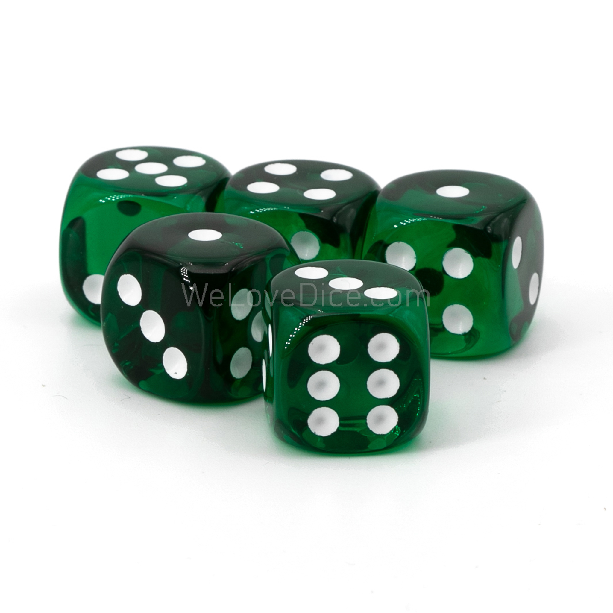 10mm Würfel in dunkelgrün transparent / weiß Transparent
