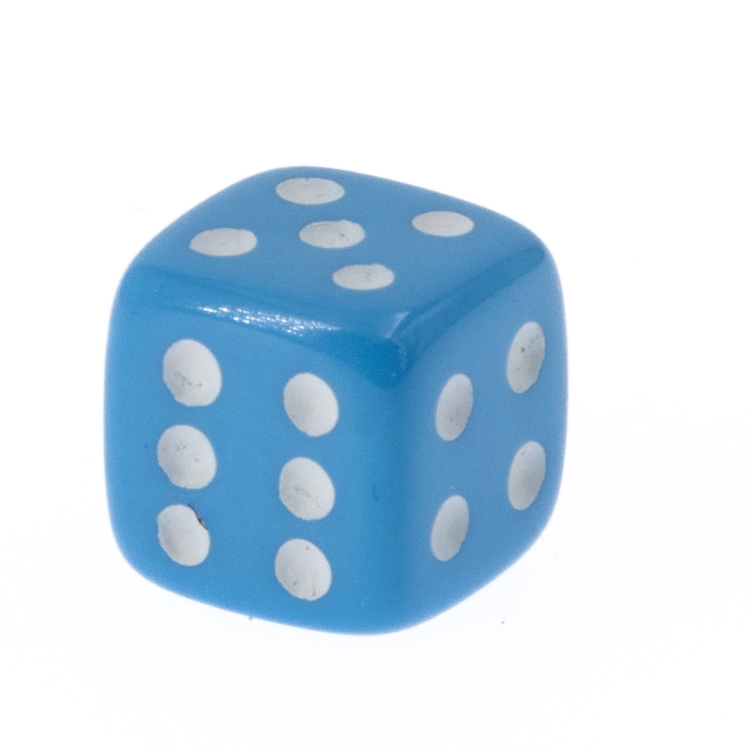 5mm Würfel in hellblau / weiß Satt