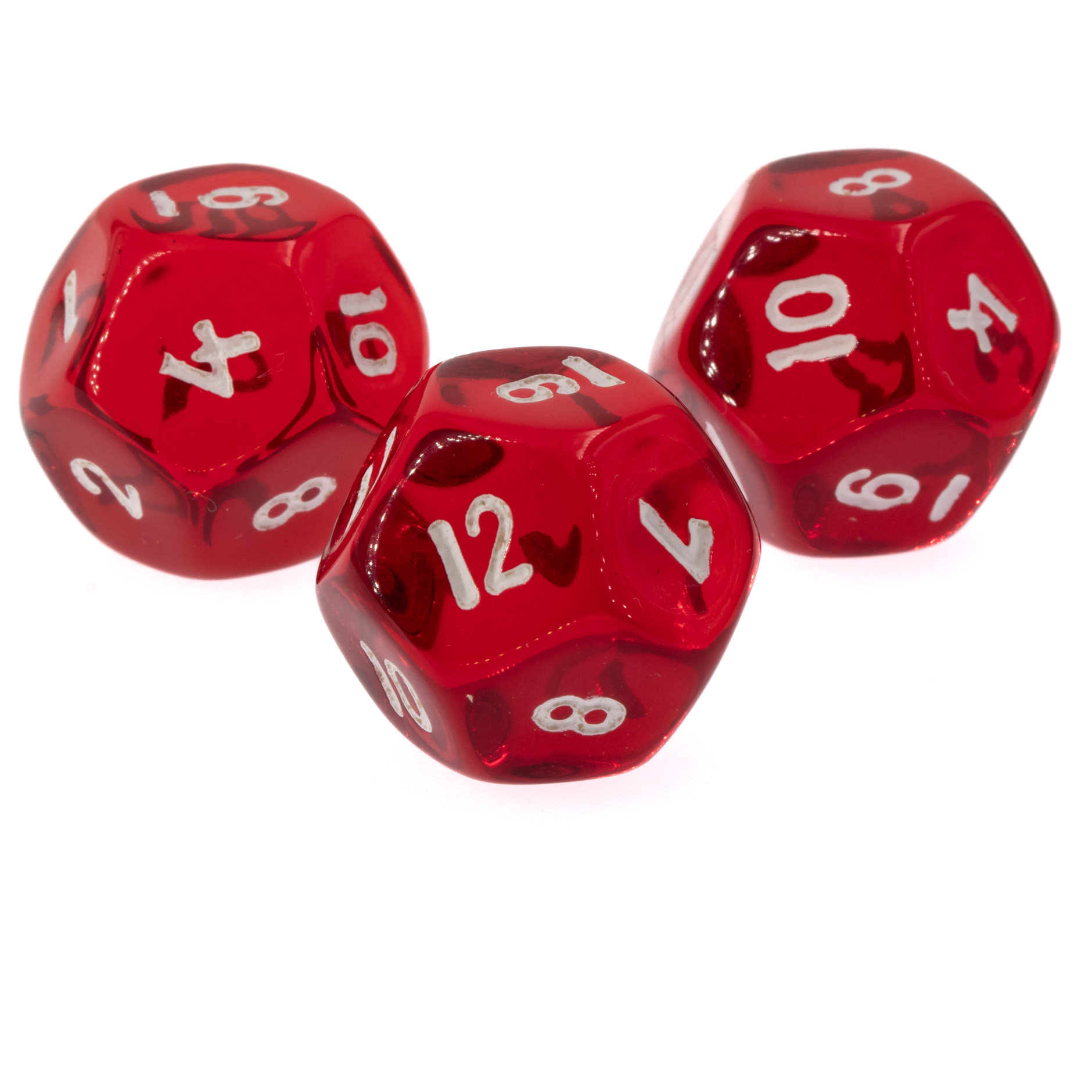 W12 Würfel in rot transparent / weiß Transparent