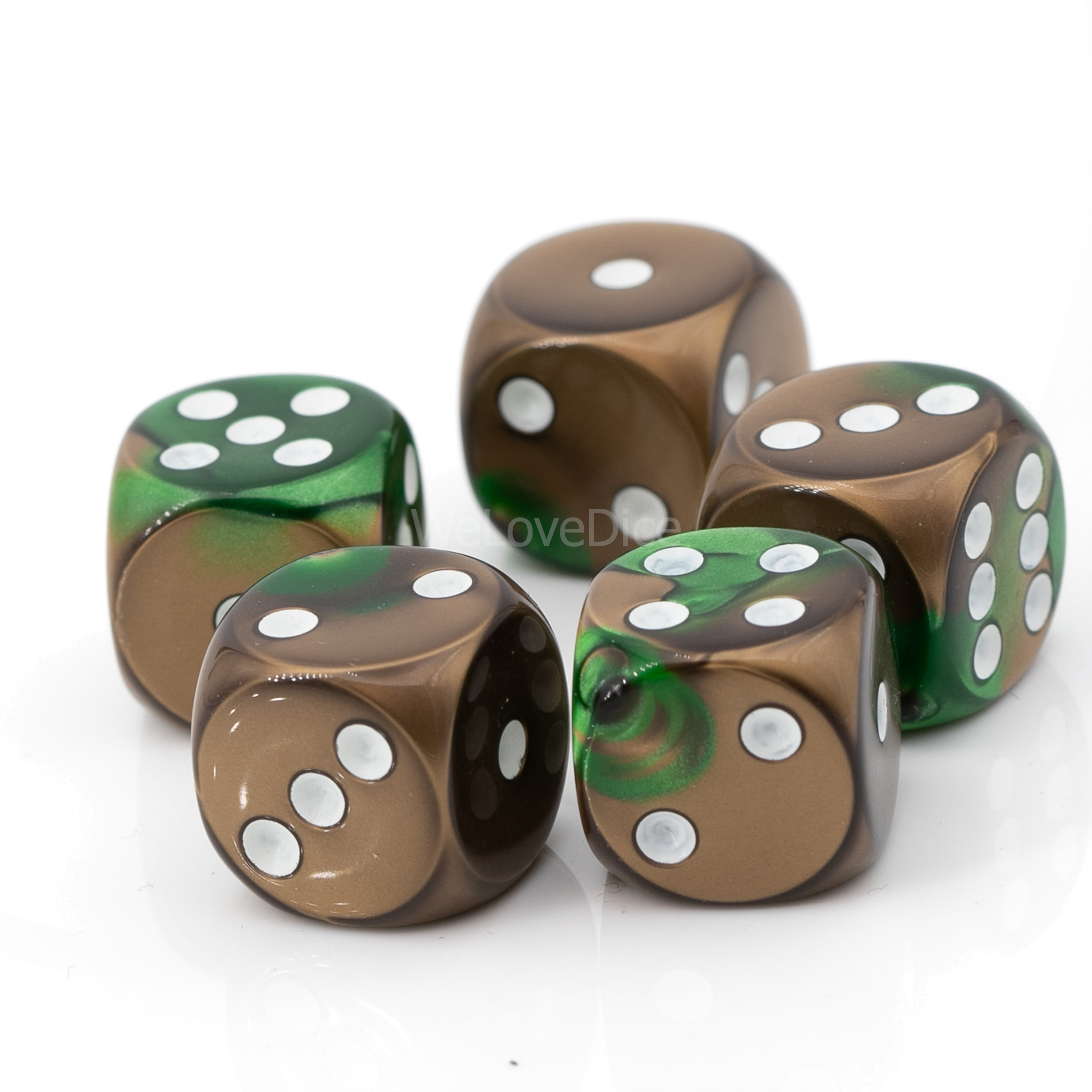 16mm Würfel in bleichgod grün / weiß 2-Ton